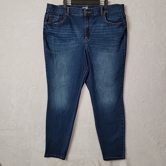 Terra & Sky Women’s Plus Size 22W High Rise Skinny Jeans Dark Wash Stretch - Picture 1 of 15